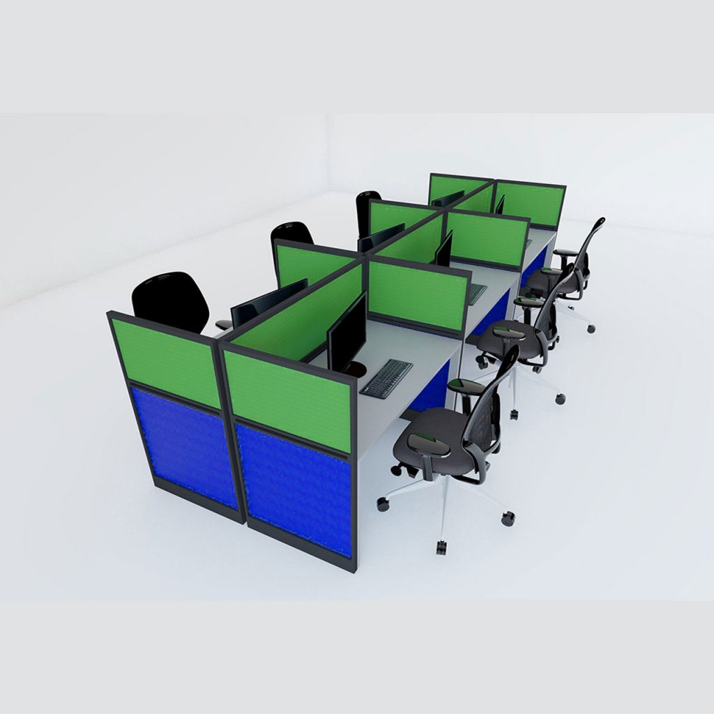 6-Seater Fishbone Type Workstation – Draf Office Furniture