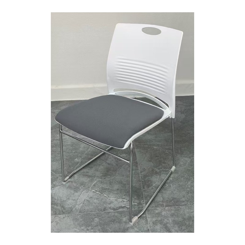 Neo Stack Chair 1F Neo Stack Chair 1F White Frame Grey Fabric